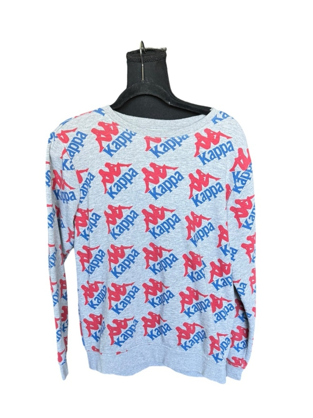Kappa Logo Allover Sweatshirt Medium Gray Red Blue Y2K Streetwear Pullover BB23
